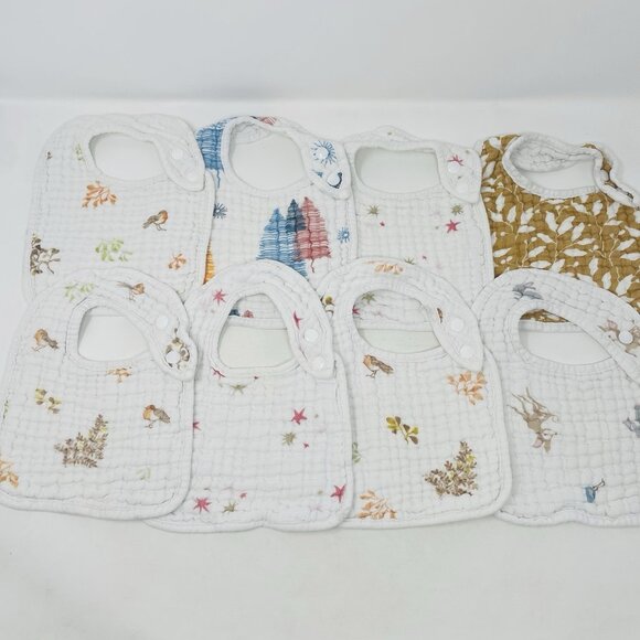 Zainpe Baby Girls 8 Piece Snap Muslin Cotton Absorbent & Soft Feeding Bibs 1208 - Picture 1 of 6